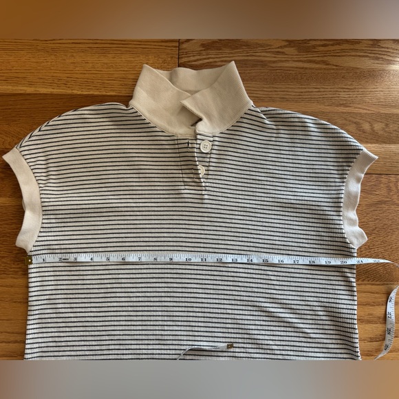 Atelier by Kirious Two Button Collared Cream and Black Striped Shirt Size M - Picture 6 of 6